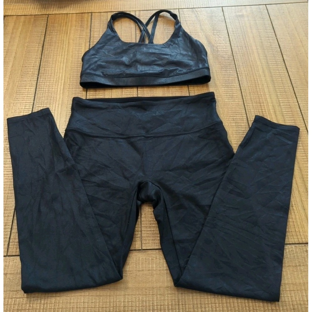 Z5‎ Crazy Yoga 2 Piece Set Pant/Cross Back Sports Bra Charcoal Gray Athletic